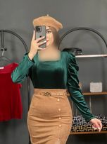 شومیز مخمل یقه خشتی1287