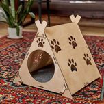 جای خواب سگ و گربه و خرگوش مدل لانه چوبی کد B21