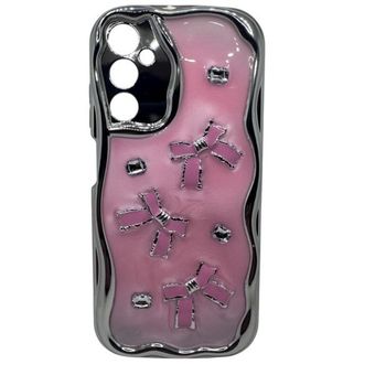 کاور مدل کرومی طرح پاپیون صورتی مناسب برای گوشی موبایل سامسونگ Galaxy A05S