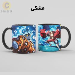ماگ انیمه وان پیس طرح جیمبی و فرانکی (Jinbe & Franky) One Piece کد 01 (سفید ، مشکی ، حرارتی)