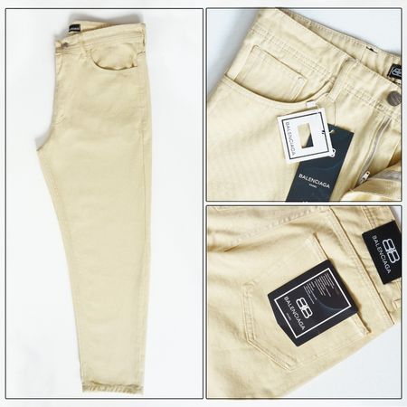 شلوار کتان مام فیت مردانه کرم روشن ، بدون زاپ - کد 0037