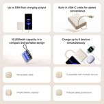 پاوربانک 33 وات شیائومی مدل PB1033MI ظرفیت 10000 میلیآمپرساعت به همراه کابل USB-C