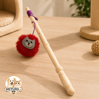 قلاب بازی دسته چوبی زنگوله‌دار ویما پت (Vima Pet Wooden Teaser)