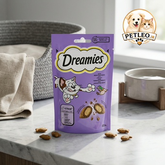 تشویقی مغزدار گربه دریمیز (Dreamies) با طعم اردک | 60 گرم