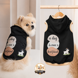 هودی نخی آریا‌پت طرح Best Friend (aRiaPET Hoodie) | رنگ مشکی - سایز XL