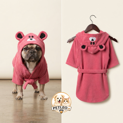 حوله تنی آریا‌پت کلاه‌دار طرح خرسی (aRiaPET Bathrobe) | رنگ صورتی - سایز L