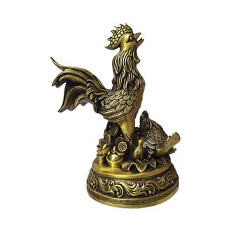 مجسمه برنجی مدل فو کوین طرح خانواده خروس طلایی کد China