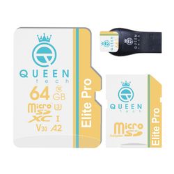 کارت حافظه Micro SDXC کوئین تک مدل Elite pro A2-V30-566X PLUS کلاس 10 استاندارد UHS-l U3 سرعت 85mbps ظرفیت 64 گیگابایت به همراه