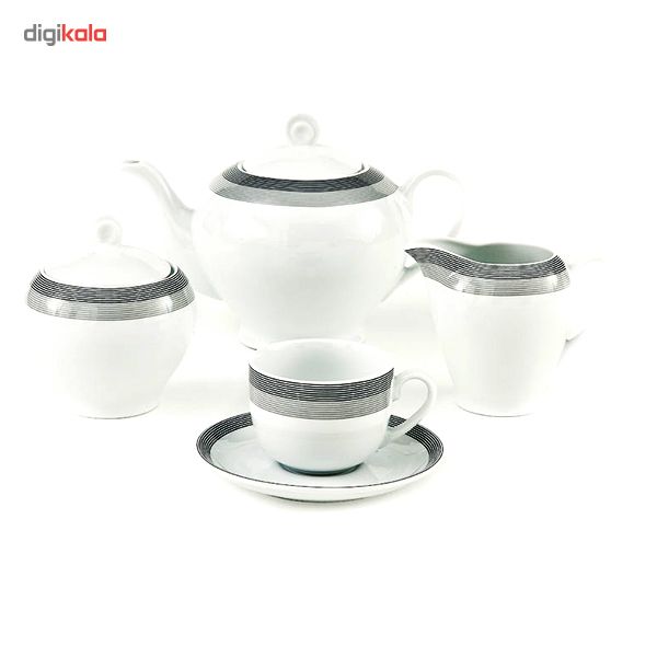 سرویس چینی 102 پارچه کامل چینی زرین ایران سری ایتالیا اف مدل سیلور لاینر درجه یک