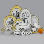 سرویس چینی 102 پارچه غذا خوری چینی زرین ایران سری ایتالیا اف مدل ویلیج درجه یک