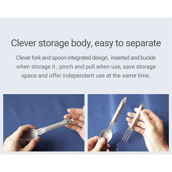 قاشق و چنگال سفری نکس تول مدل Titanium Tableware