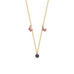 گردنبند طلا 18 عیار بچگانه گالری طلا مریم اکرمی مدل کارتیه و دو پروانه