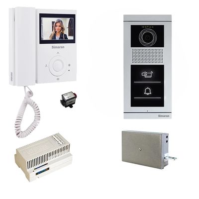 مجموعه دربازکن تصویری سیماران مدل 43FL-VFBT1 یک طبقه کارتی به همراه محافظ ولتاژ مانیتور
