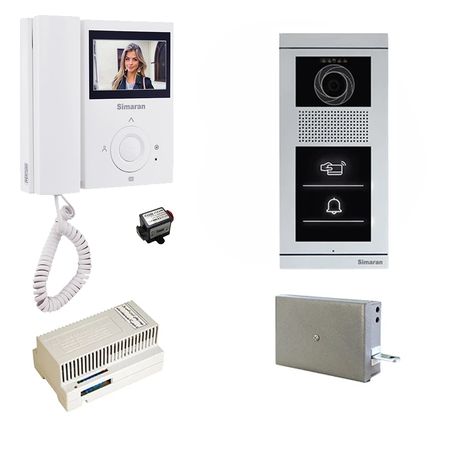 مجموعه دربازکن تصویری سیماران مدل 43FL-VFBT1 یک طبقه کارتی به همراه محافظ ولتاژ مانیتور