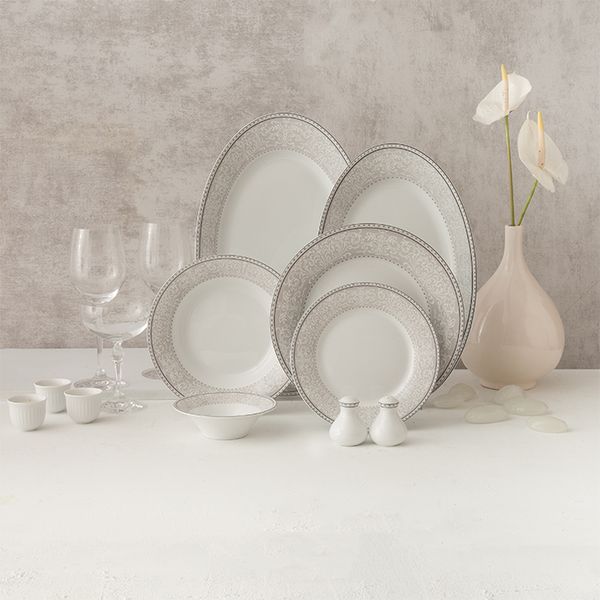 سرویس چینی 35 پارچه غذاخوری چینی زرین ایران طرح شهرزاد مدل ورونا درجه عالی