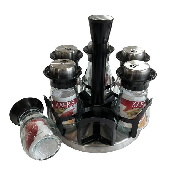 ست جا ادویه 6 پارچه کاپریس مدل بیوتی گردان ساده