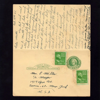 کارت پستال آمریکا 1945 رپلای کارد