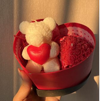 باکس شمع کادویی تدی و قلب