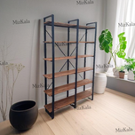 کتابخانه و شلف آهن و چوب مدل رنگین کمان