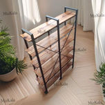 کتابخانه و شلف آهن و چوب مدل رنگین کمان