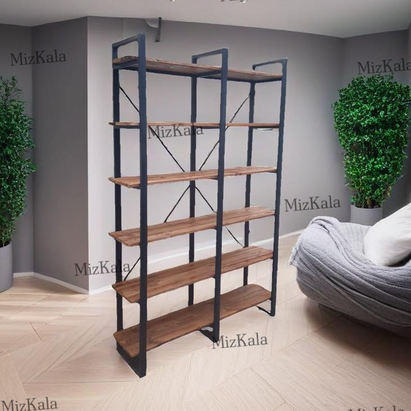 کتابخانه و شلف آهن و چوب مدل رنگین کمان