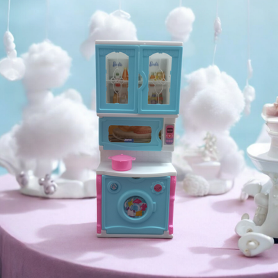 ست اسباب بازی آشپزخانه مدل کابینت و ماکروفر و ماشین لباسشویی و قابلمه