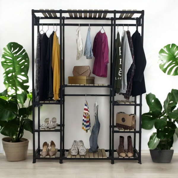 رگال لباس و کمد باز چوب و فلز مدل جامع