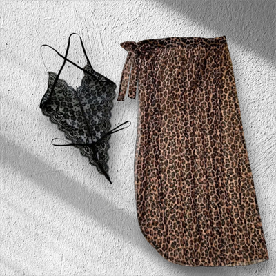 لباس خواب زنانه بادی و دامن پلنگی