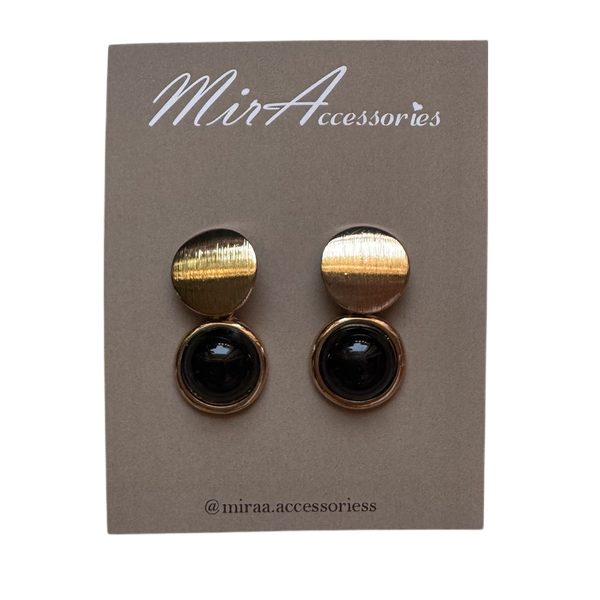 گوشواره آویز مروارید مشکی طلایی