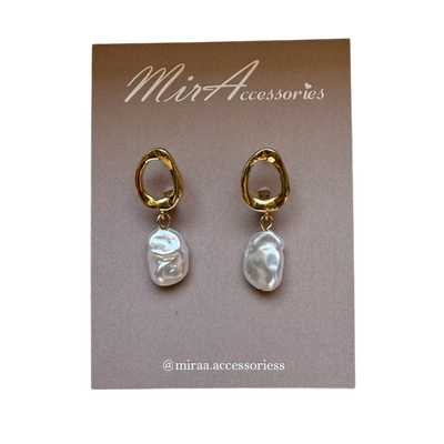 گوشواره طلایی با آویز مروارید