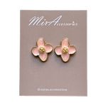 گوشواره گل میناکاری صورتی