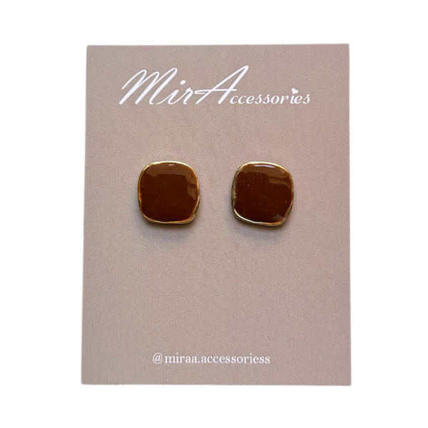 گوشواره مربع قهوه ای