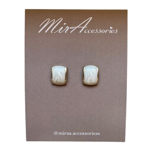 گوشواره میناکاری مستطیل سفید