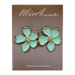 گوشواره گل سبز آبی