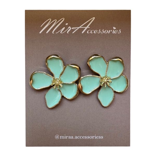 گوشواره گل سبز آبی