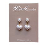 گشواره مروارید با قلب مروارید