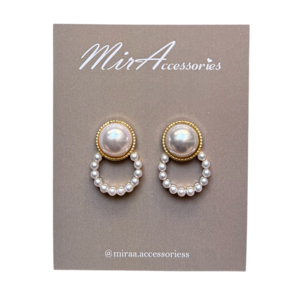 گوشواره دایره سفید مروارید