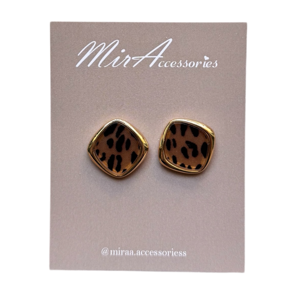 گوشواره پلنگی مربع مدل 2