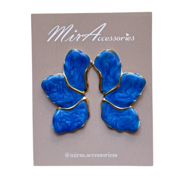 گوشواره سه پر آبی بزرگ