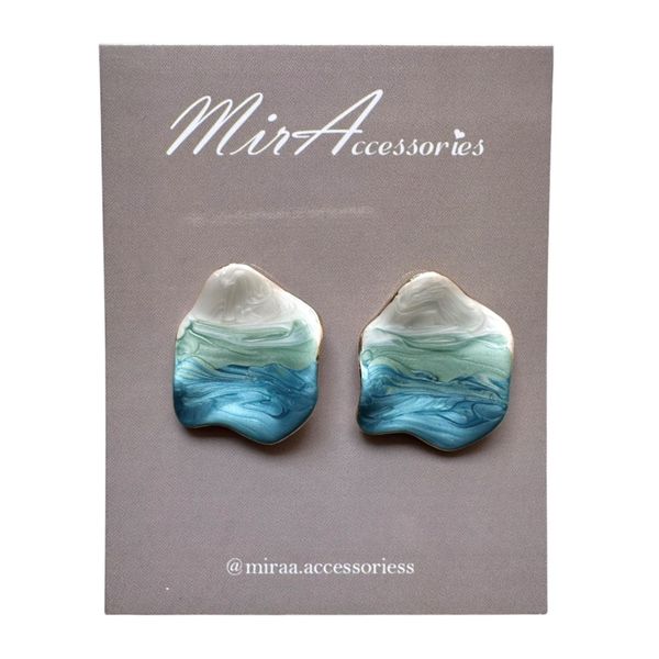 گوشواره آبرنگی دریای سفید آبی