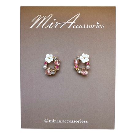 گوشواره نگینی صورتی سایز کوچک