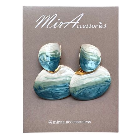 گوشواره آبرنگی دریای سفید آبی مدل 2