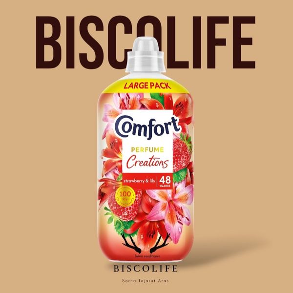 مایع نرم کننده لباس کامفورت Comfort با رایحه توت فرنگی و سوسن 48 بار شستشو