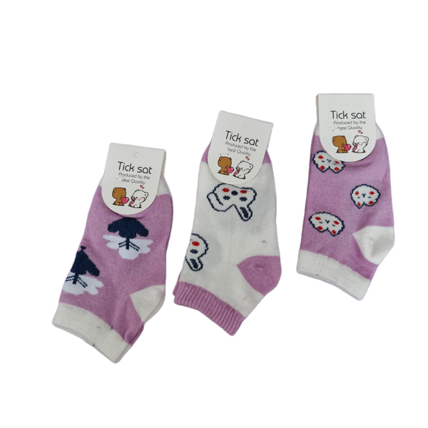 جوراب دخترانه طرح تدی بسته 3 عددی