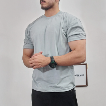 تیشرت بیسیک مردانه رنگ خاکستری پاستیلی  (فروش اقساطی)