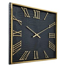 ساعت دیواری مربع ترکیب چرم و فلز کد 9250مدرن و لوکس