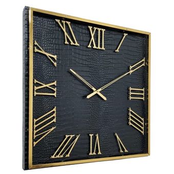 ساعت دیواری مربع ترکیب چرم و فلز کد 9250مدرن و لوکس