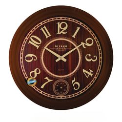 ساعت دیواری چوبی قهوه ای آرامگرد کد 807