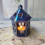 جا شمعی وارمر سفالی لعاب دار مدل فانوس عشق