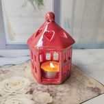 جا شمعی وارمر سفالی لعاب دار مدل فانوس عشق